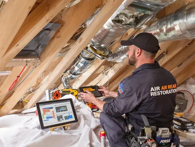 Seekonk Air Duct Cleaning technician performing precise duct repair work in Seekonk