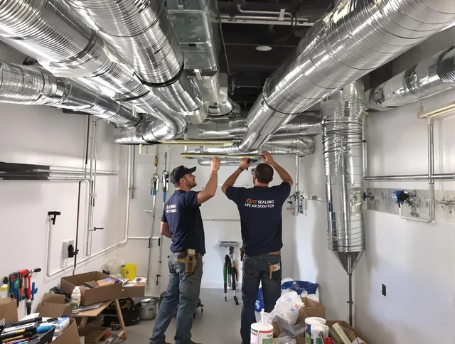 Seekonk Air Duct Cleaning technician applying professional duct sealing solutions in Seekonk