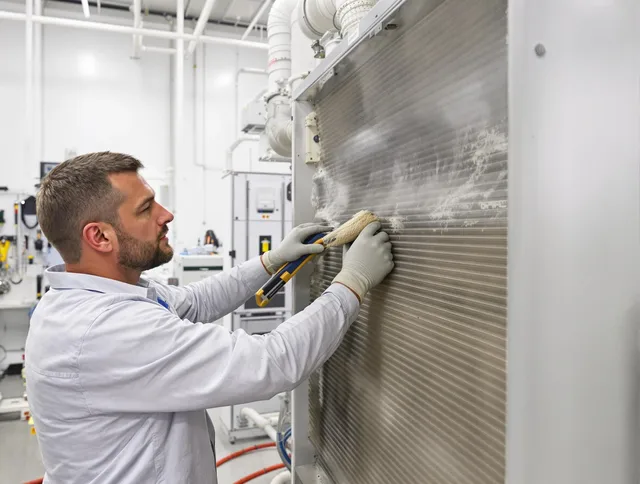 Seekonk Air Duct Cleaning technician performing precision commercial coil cleaning at a Seekonk business