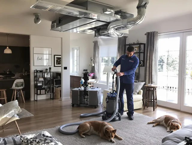 Seekonk Air Duct Cleaning technician performing detailed indoor duct cleaning for improved air quality in Seekonk